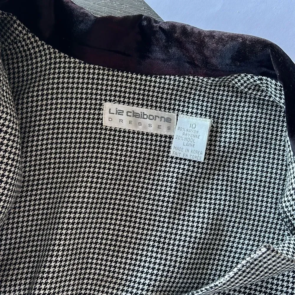 Vintage 80s Liz Claiborne Houndstooth Elegant Crossbody Romper, Size 10 (fits M) - Picture 7 of 7